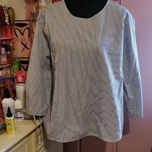 Van Heusen Black and White Striped Blouse